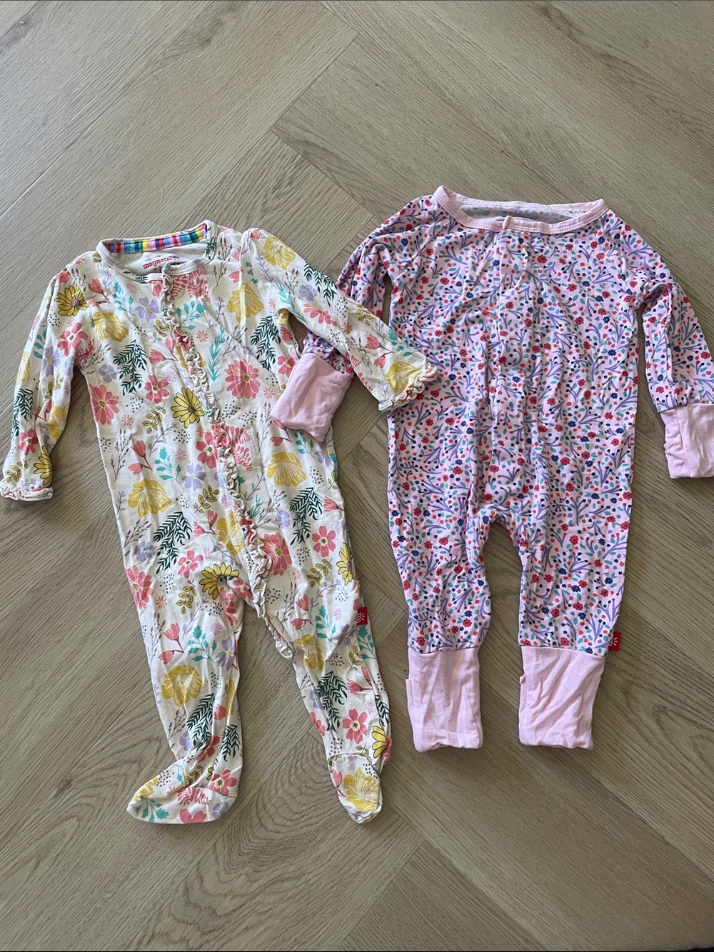 Magnetic Me Floral Onesies - size 0-3M - Sold as Pair of 2